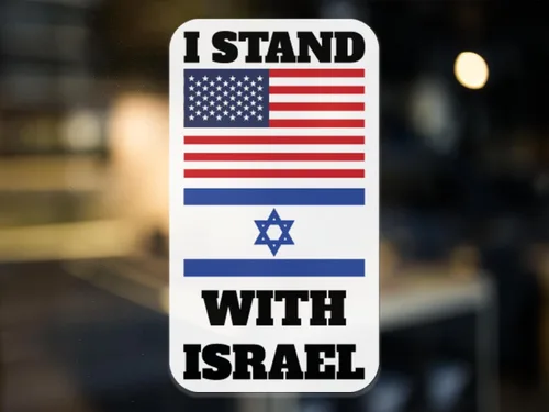 Vista 6 de Adhesivo de bandera de Estados Unidos con bandera de Israel, varios tamaños, para uso en interiores y exteriores, AWPS141 (4 x 2.25 pulgadas)