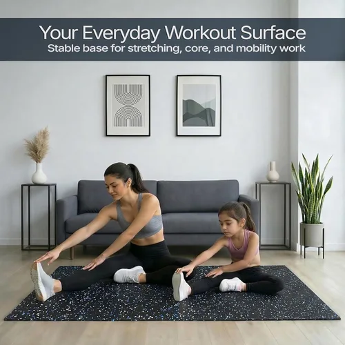 Vista 2 de Rollo de piso de goma resistente de 1/4" de espesor de Floor Inc Tapetes de piso de goma reciclada flexibles para gimnasio en casa Tapete