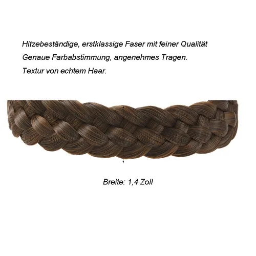 Vista 2 de Diadema de pelo sintético de 5 hebras trenzadas, clásicas, gruesas, anchas, trenzadas, elásticas, multicolor, accesorios de belleza para el cabello