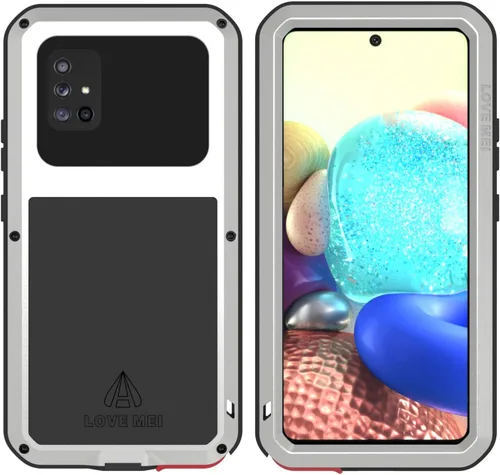 Vista 7 de LOVE MEI Funda para Samsung Galaxy A71 5G con protector de pantalla de vidrio templado, a prueba de golpes, a prueba de arañazos, híbrida de metal