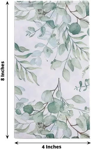 Vista 3 de Efavormart - Paquete de 20 servilletas de papel con estampado de hojas de eucalipto verde con una textura suave de 2 capas absorbente para bodas