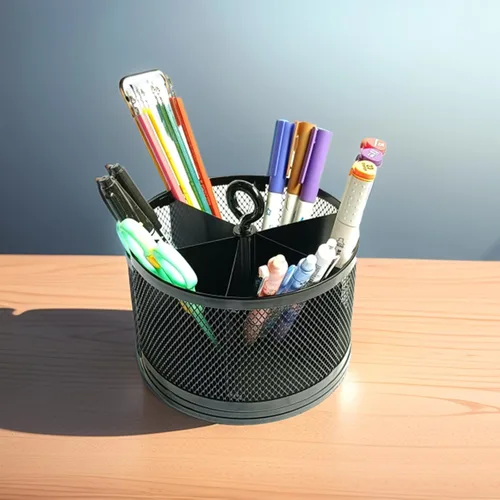 Vista 8 de SETTFRFE - Soporte giratorio de malla para escritorio, negro, 6 ranuras