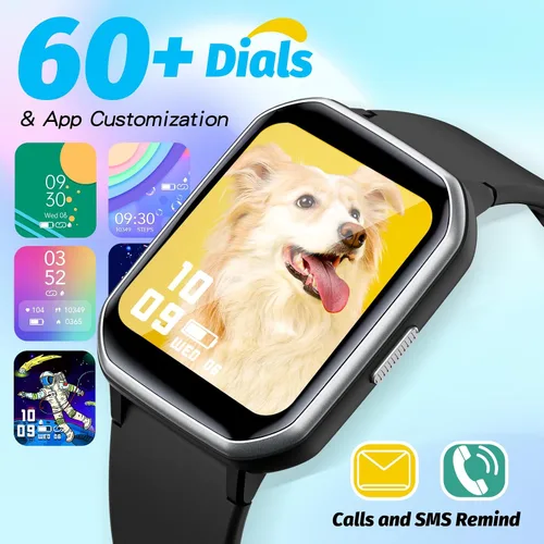 Vista 2 de Reloj inteligente para niños y niñas, rastreador de actividad física para niños, esfera de bricolaje de 1.5 pulgadas, 19 modos deportivos, monitor