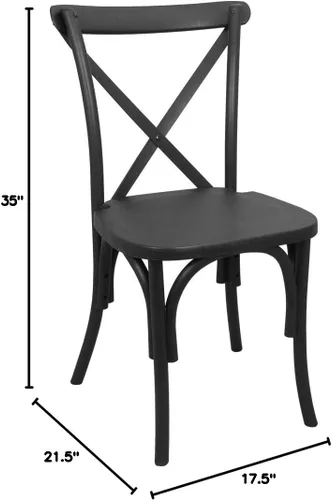 Vista 3 de Flash Furniture Silla X-Back, paquete de 2, resina, negra Hand Stained Finish