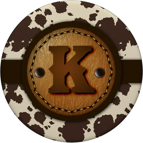 Vista 3 de Brown Cow Western Print Monogram - Letra inicial K PopSockets intercambiable PopGrip