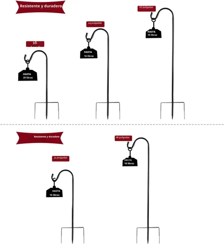 Vista 5 de EXCMARK - Gancho de pastor de altura ajustable de 81/61/41 cm y 1,3 cm de grosor. Úsalo en bodas, para colgar luces solares, linternas, comederos