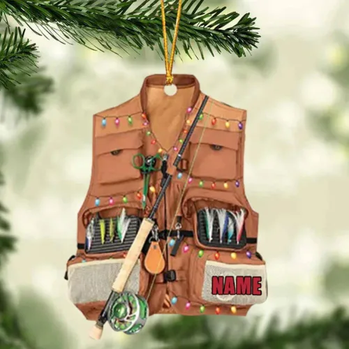 Vista 6 de Pesca en el cielo, adorno de pesca personalizado, decoración de Navidad para amantes de la pesca, nombre y fecha personalizados, regalo