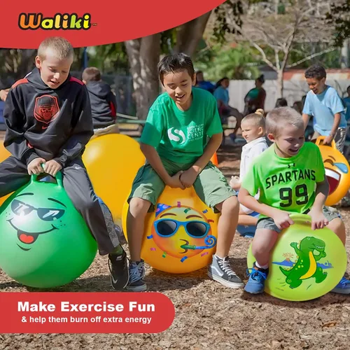 Vista 7 de WALIKI Bola de tolva de dinosaurio para niños de 3 a 6 años T-Rex Hop Ball Hippity Hop Sit & Bounce Toy con bomba Dinosaurio de salto