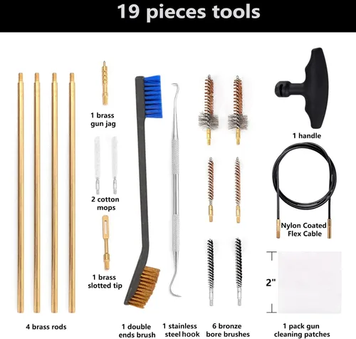 Vista 2 de BOOSTEADY Kit de limpieza de pistola .22 Kit de limpieza con cepillos de cámara de orificios, varilla de limpieza de latón en estuche compacto