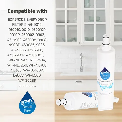 Vista 9 de 3-Pack – Whirlpool gd5shaxnq nevera Filtro de agua de repuesto Cartucho de filtro de agua para nevera Whirlpool 4396508, 4396510 COMPATIBLES