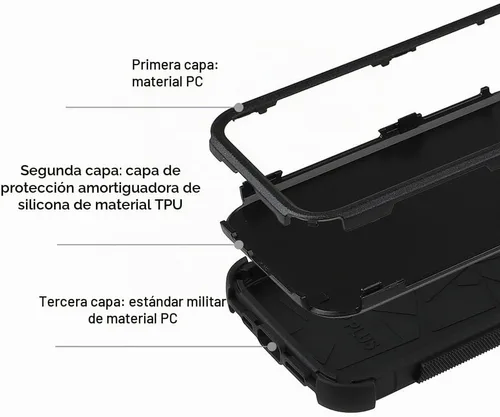 Vista 3 de X-belmox Funda protectora para iPhone 14 Pro Max de 3 capas resistente Negro