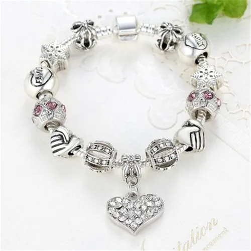 Vista 4 de Muerdou - Pulsera con dijes de mariposa y flor y cuentas de cristal de Murano para niñas y mujeres