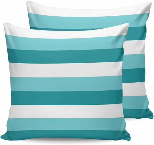 Vista 8 de Fundas de almohada de exterior impermeables de 16 x 16 pulgadas, fundas de almohada de poliéster con rayas blancas y negras, fundas decorativas