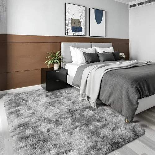 Vista 34 de Terrug Alfombra Corredor Negra Esponjosa para Dormitorio, 2x6 Pies Lindas Alfombras de Área de Pelo Largo para Pasillo, Alfombra de Felpa Suave
