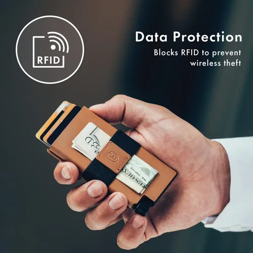 Vista 4 de Ekster Senate - Cartera de cuero para tarjetas - Bloqueo RFID - Acceso rápido a tarjetas Roma Coñac Cartera delgada