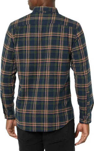 Vista 77 de Amazon Essentials Camisas de franela de manga larga para hombre, corte ajustado, a cuadros con botones
