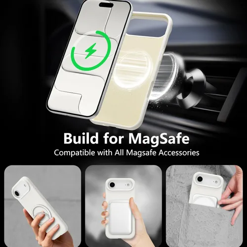 Vista 442 de Funda magnética de silicona para iPhone 13 Pro, color blanco antiguo [Compatible con Magsafe] [Forro de microfibra suave antiarañazos], funda