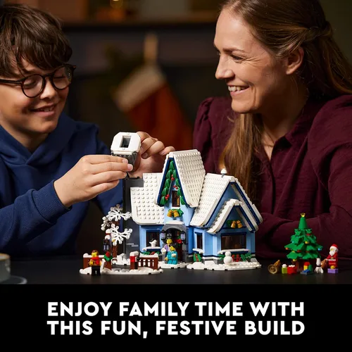 Vista 2 de LEGO Icons Santa's Visit 10293 - Juego de construcción de casa de Navidad para adultos y familias, decoración festiva del hogar con árbol
