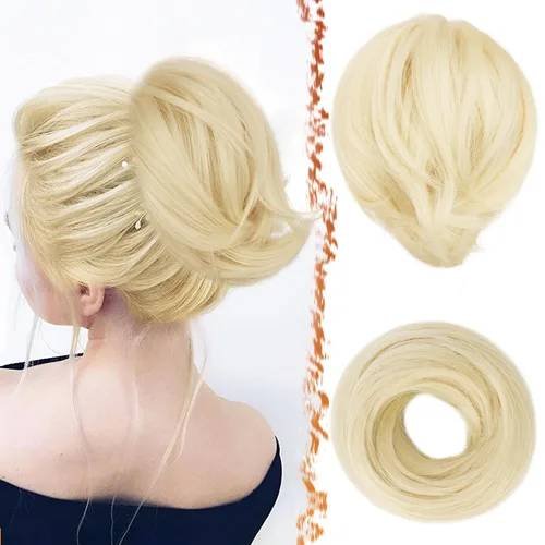 Vista 31 de BARSDAR Extensiones de Moño de Cabello Liso - Extensiones de Moño de Cola de Caballo Corta y Lisa para Mujeres, Coleteros de Moño de Cabello