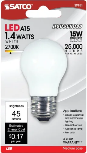 Vista 17 de Satco S9176 LED T6 Frost 2700K Bombilla base de candelabro, 0.8W