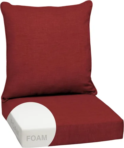 Vista 30 de Arden - Juego de cojines de asiento profundo para exteriores, espuma, 24x24, aguamarina