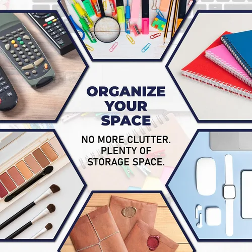 Vista 4 de Organizador de escritorio acrílico para suministros de oficina y accesorios de escritorio, 12.5 x 5.5 x 4 pulgadas y 0.197 in de acrílico