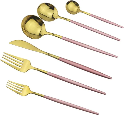Vista 10 de Juego de cubiertos de 10 piezas – Utensilios de acero inoxidable 304 negro, tenedores, cucharas, cuchillos – Cubertería pulido espejo para 2