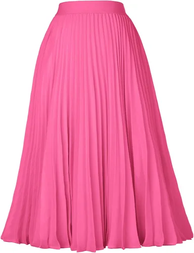Vista 122 de GRACE KARIN - Falda plisada de gasa para mujer, con cintura alta y elástica, vuelo, corte acampanado y longitud por debajo de la rodilla