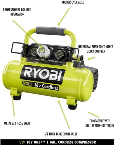 Vista 2 de RYOBI 18V ONE+™ Compresor de aire de 1 galón