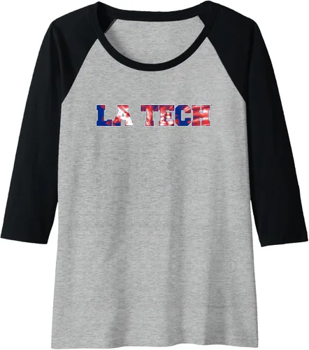 Vista 4 de Louisiana Tech Bulldogs Tie-Dye Raglan Camiseta de béisbol, Negro