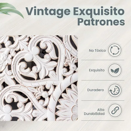 Vista 5 de PHI VILLA - Armario decorativo blanco con puerta, gabinete de buffet tallado hueco