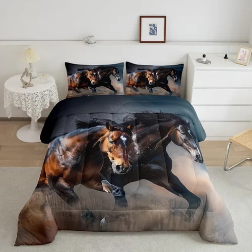 Vista 26 de Erosebridal Happy Camping - Edredón tamaño individual para niños, juego de ropa de cama de animales del bosque del bosque para bebés, niños y niñas