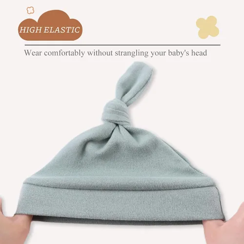 Vista 4 de Gorros para recién nacidos de algodón para recién nacidos, para otoño, invierno, bebés, niñas de 0 a 12 meses
