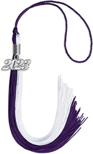 Vista 77 de Endea Graduation Borla de doble color con gota de fecha plateada (negro/oro antiguo, 2025)