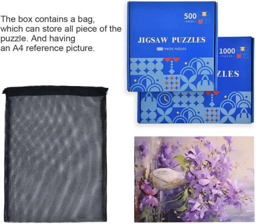 Vista 7 de Purple Flower Jigsaw Puzzles 500 Pieces for Adults with Mesh Storage Bag 2011811