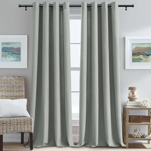 Vista 36 de H.VERSAILTEX Cortinas de cocina texturizadas de lino natural con ojales de 45 pulgadas de largo, lino sintético grueso para oscurecer la habitación