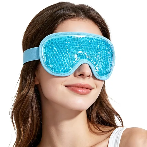 Vista 7 de NEWGO Mascarilla refrescante para ojos hinchados, máscara de ojos fríos para ojos para después de cirugía de ojos, alivio del estrés tensional, Azul
