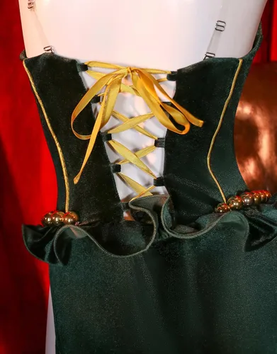 Vista 6 de Body medieval de una pieza para mujer, con medias y mangas de tul, leotardo de terciopelo, overol de cosplay