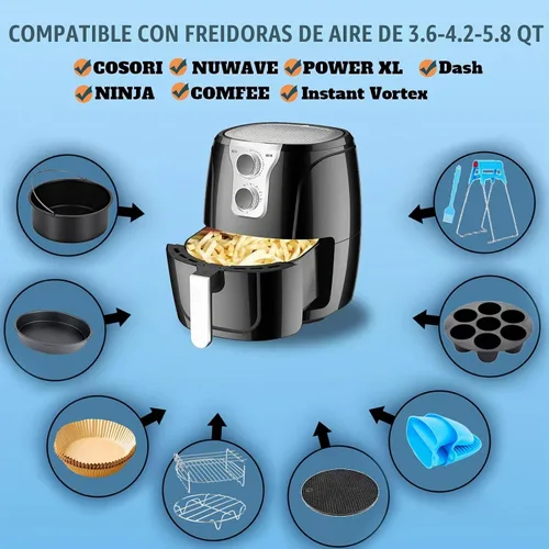 Vista 4 de Accesorios para freidora de aire Ninja Chefman COSORI Ninja Gourmia Dash Power XL 3.6 4.2 5.8QT, 12 piezas de accesorios para freidora de aire