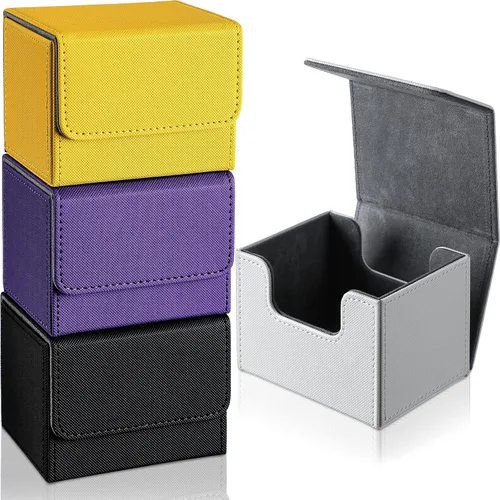 Vista 12 de Yookeer 4 Piezas Cajas de Cartas de Cubierta de Cuero Caja de Juego de Cartas para Caja de Cartas Coleccionables Compatible con MTG Commander