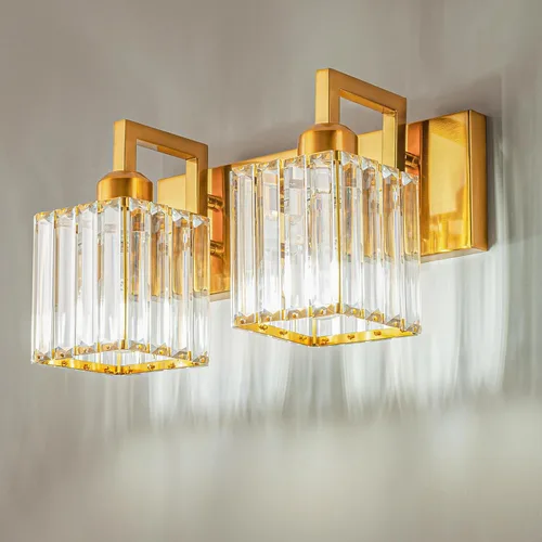 Vista 10 de Moderna lámpara de cristal para pared/tocador de baño, de 5 luces, color cromo Cromo torcido