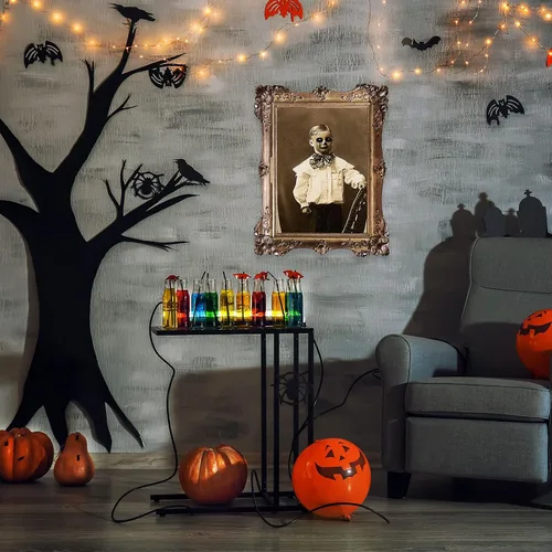 Vista 6 de Decoraciones de Halloween, fotos de terror de cara cambiante en 3D, retratos en movimiento, fotos embrujadas, retratos de mansión gótica, marco