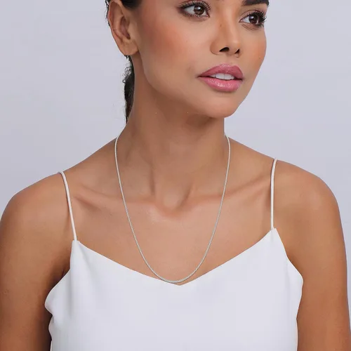 Vista 3 de LeCalla Links Cadena de plata de ley italiana de 0.079in de palomitas de maíz Coreana para adolescentes, mujeres y hombres