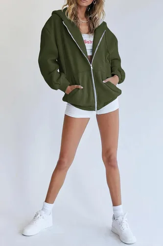 Vista 9 de PRETTYGARDEN Sudaderas con capucha Y2K con cremallera y bolsillos para mujer
