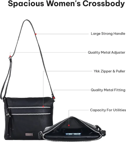 Vista 17 de VALENCHI Real Genuine Leather Women's Crossbody Purse/Bag With Adjustable Strap