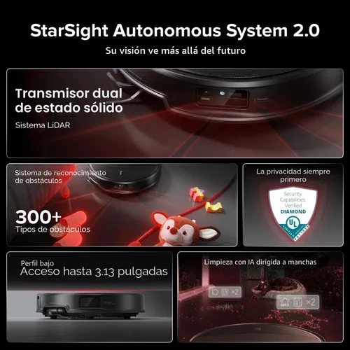 Vista 3 de roborock Saros 20 Robot aspiradora y trapeador, 36,000 Pa, 3.46 pulgadas de umbral de doble capa, 3.14 pulgadas ultra delgado, cero enredos, lavado