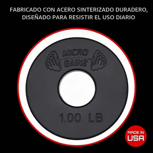 Vista 6 de Micro Gainz Placas de peso fraccionarias estándar de 1 pulgada con orificio central de 8 piezas con bolsa, diseñadas para mancuernas y barras