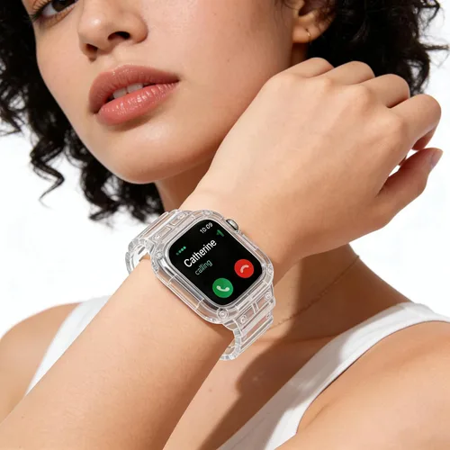 Vista 4 de Compatible con Apple Watch Band transparente de 1.929 in 1.811 in 1.772 in 1.732 in 1.654 in 1.614 in 1.575 in 1.496 in para mujeres y hombres