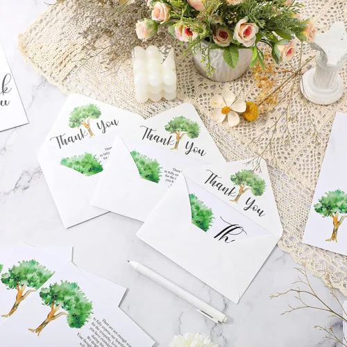 Vista 5 de Fumete Juego de 50 tarjetas de agradecimiento funerarias con sobres y calcomanías, tarjetas de agradecimiento de condolencias con mensaje