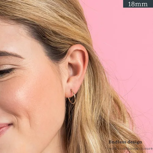 Vista 3 de KEZEF Aretes de aro de oro fino para mujer, aretes de oro macizo de 14 quilates muy finos para niñas y mujeres, aretes de aro de 0.039 in en oro